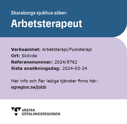 blå annons Skaraborgs sjukhus söker arbetsterapeut
