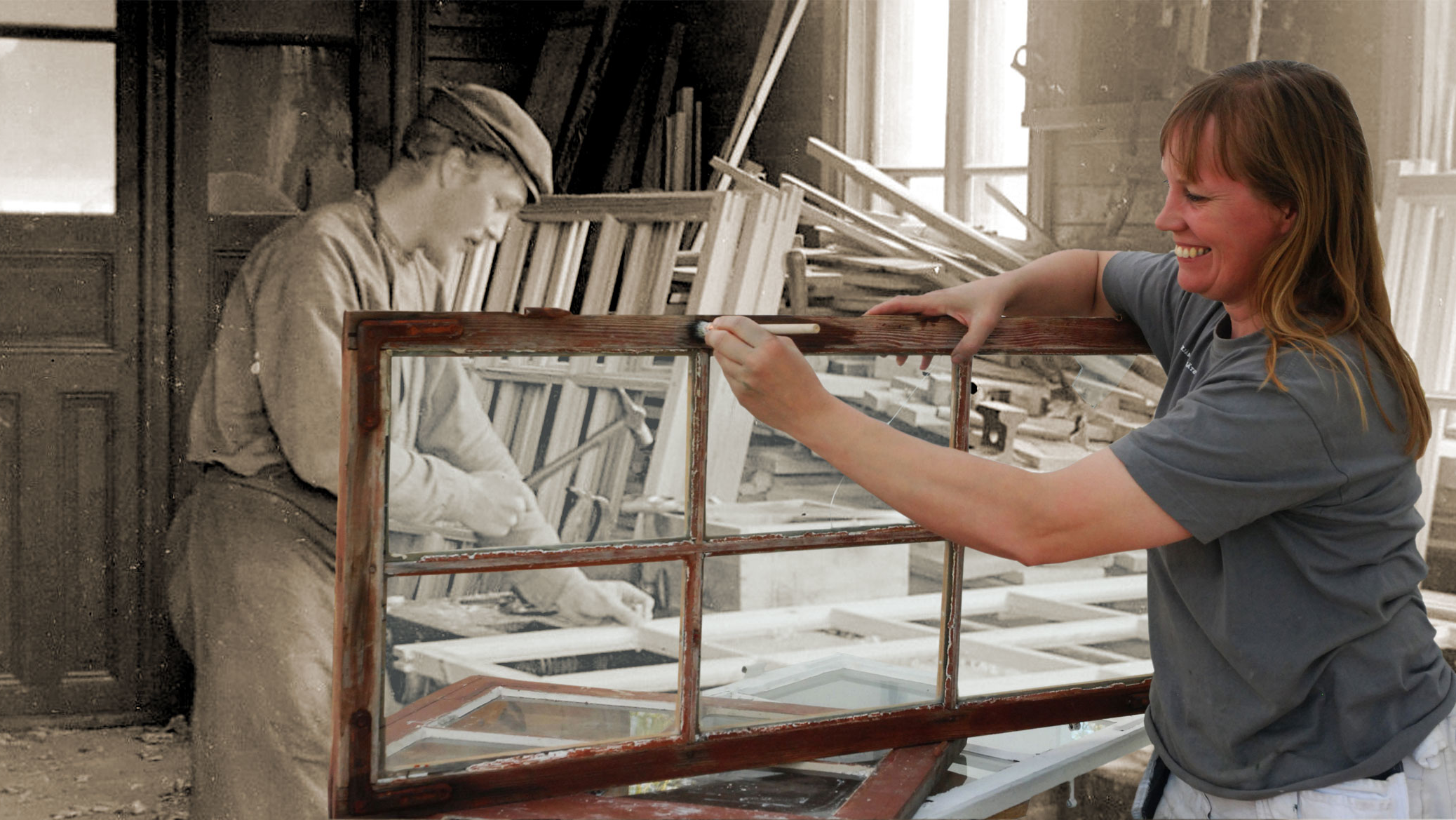 Fotomontage med äldre och nyare foton från utställningen Långlivat 2020