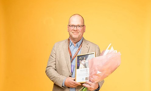 Örjan Ahlin efter prisutdelningen vid Skaraborgs UF-mässa.