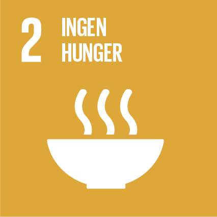Logotype för Agenda 2030 mål 2 Ingen hunger