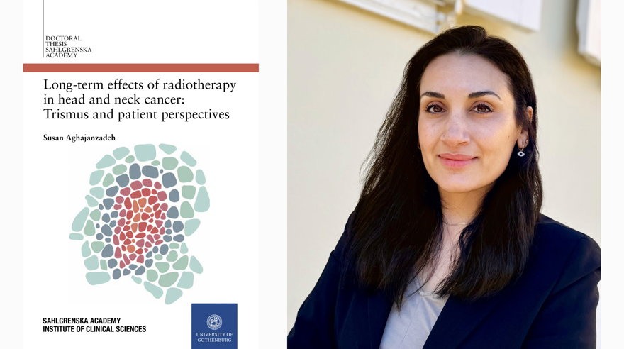 Susan Aghajanzadeh samt framsidan på avhandlingen