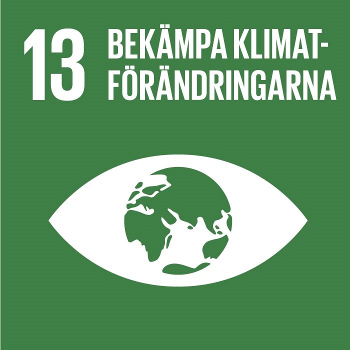 Logga för Agenda 2030 mål nummer 13 Bekämpa klimatförändringarna