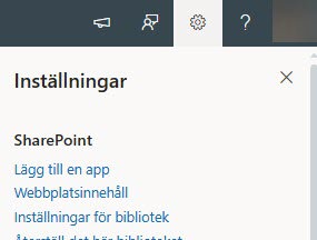Kugghjul uppe till höger, sedan Inställningar för bibliotek