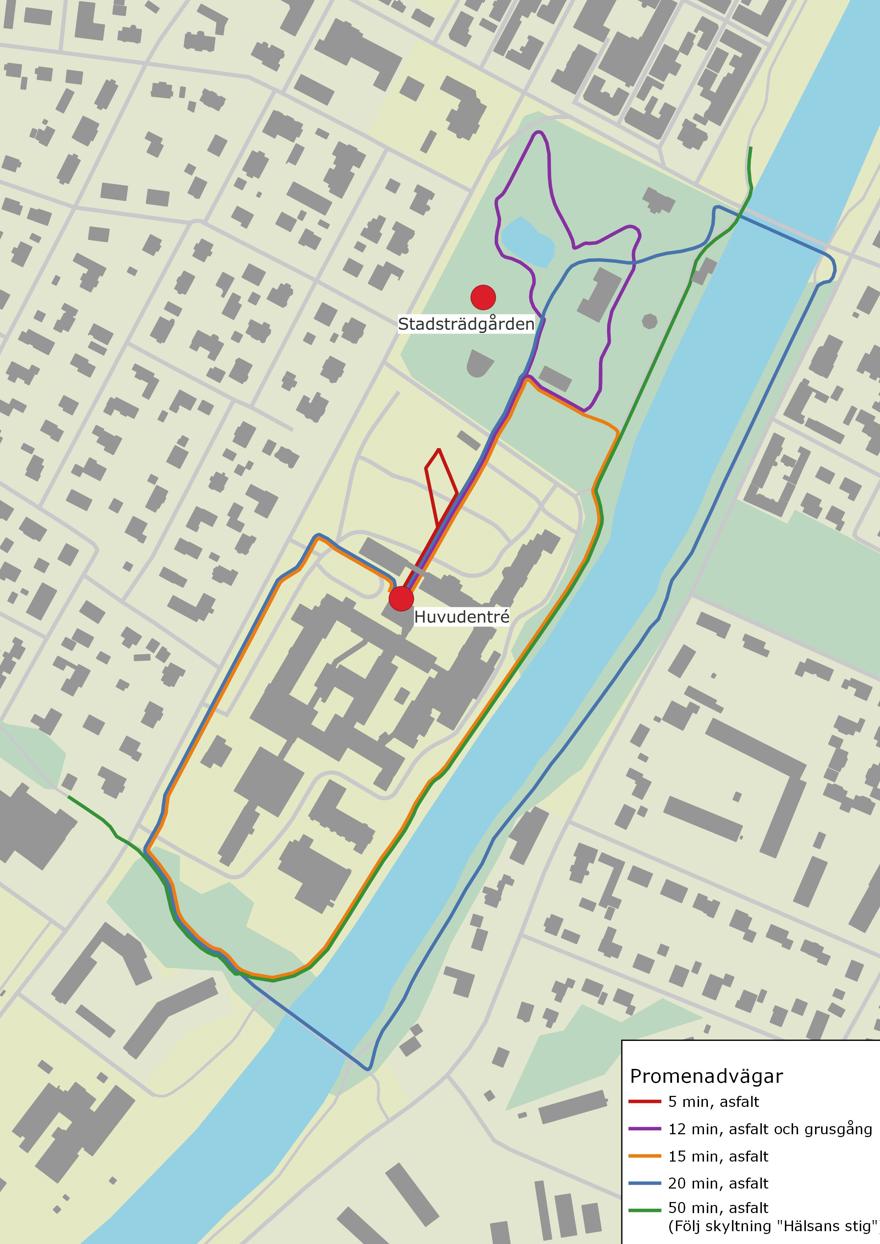 Karta över promenadslingor SkaS Lidköping