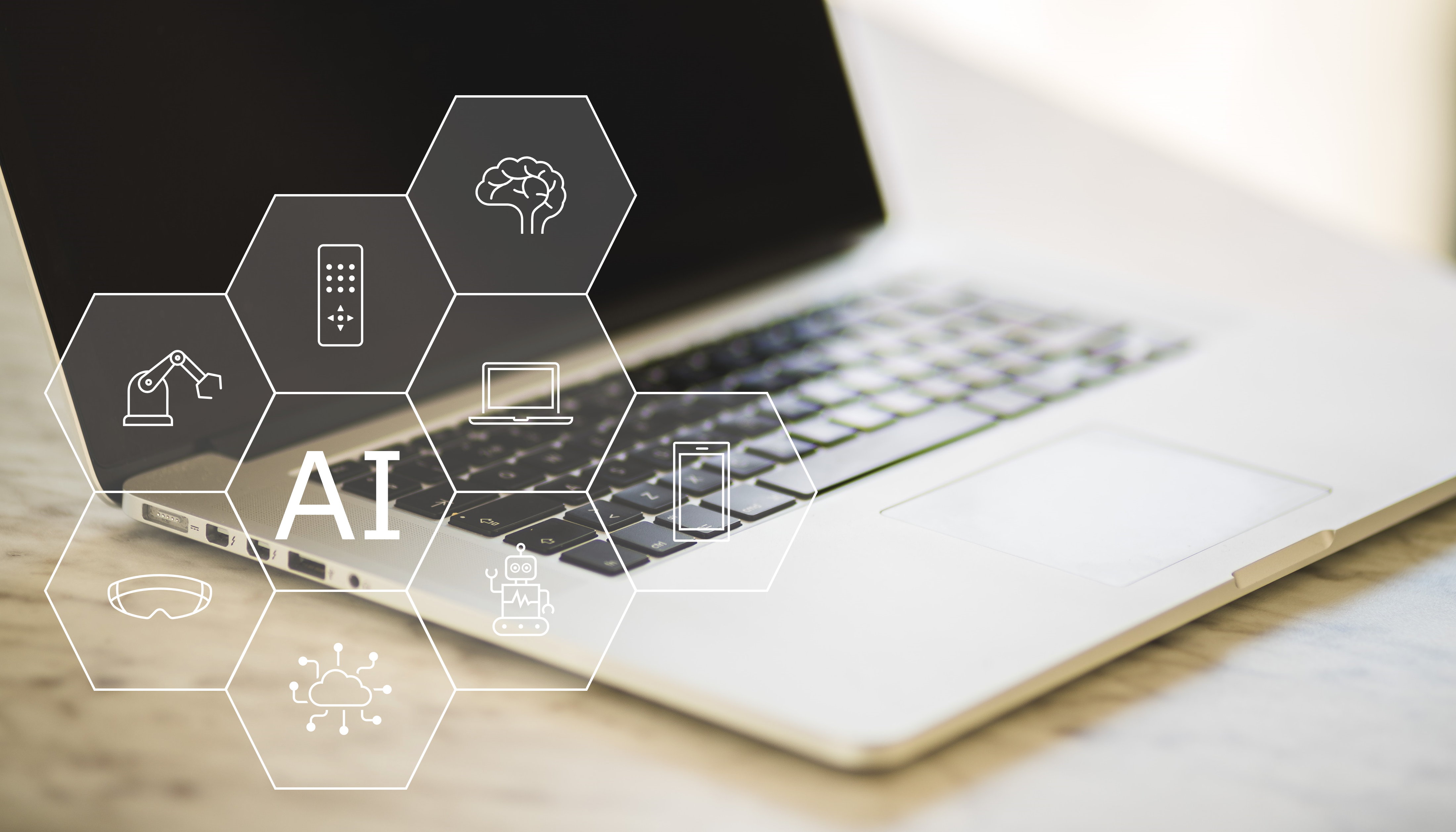 Bärbar dator och symboler för digitala verktyg