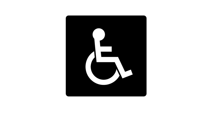 Bild på dekal med rullstolsymbol till kiosk för självincheckning.