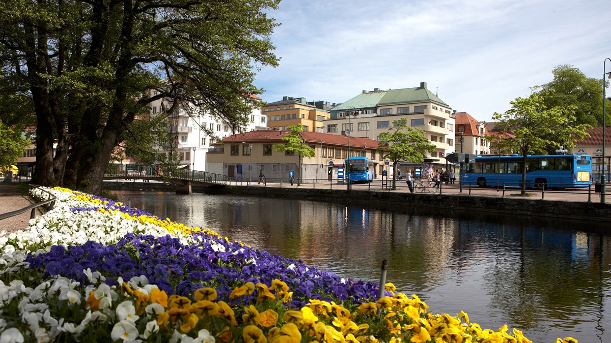Södra Torget, knutpunkt för stadstrafiken i Borås