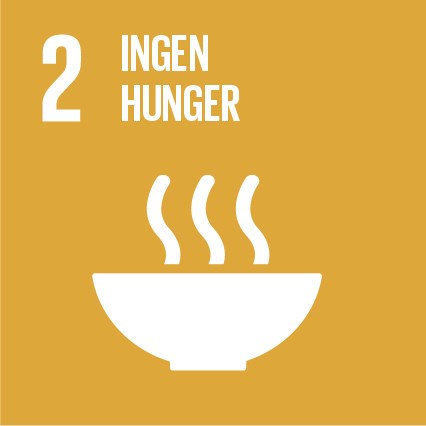 Logotype för Agenda 2030 mål nummer 2 Ingen hunger