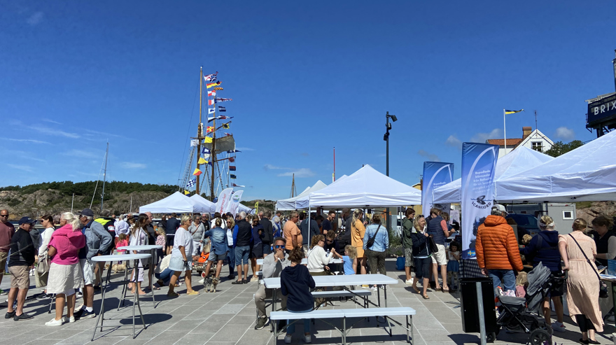 tält folk och blå himmel