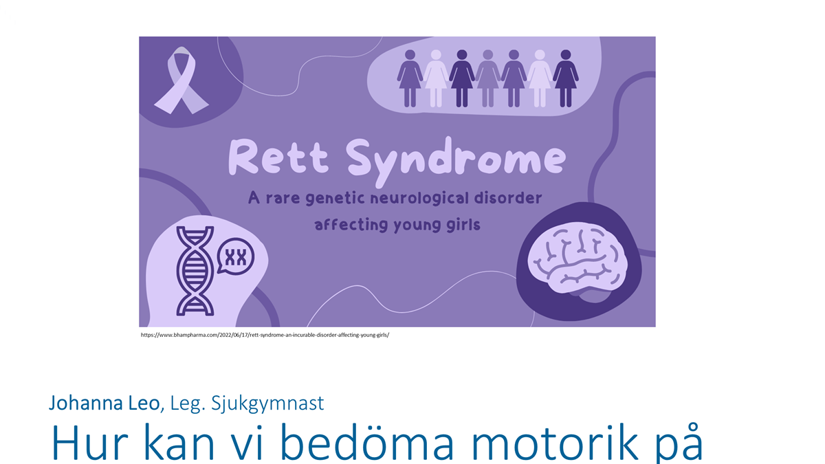 Poster vars innehåll finns på webbsidan. Lila illustration där det står Rett Syndrome