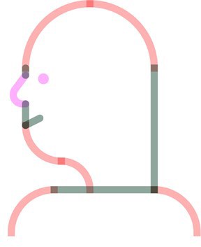 exempel som visar hur de olika beståndsdelarna har kombinerats för att skapa en ikon av en person i profil