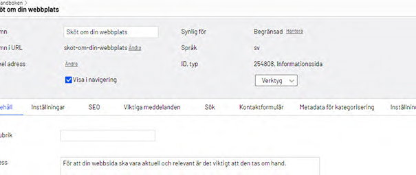 Bredvid Synlig för står det nu begränsad