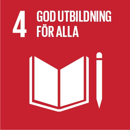 Logotype för Agenda 2030 mål 4 God utbildning för alla