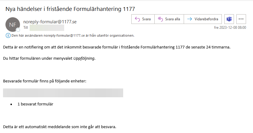 Notifiering från noreply-formular@1177.se