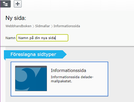 I rutan efter Namn skrivs sidans namn