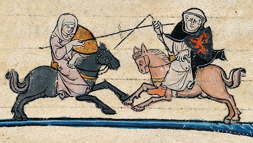 Kvinna rider dust mot munk.