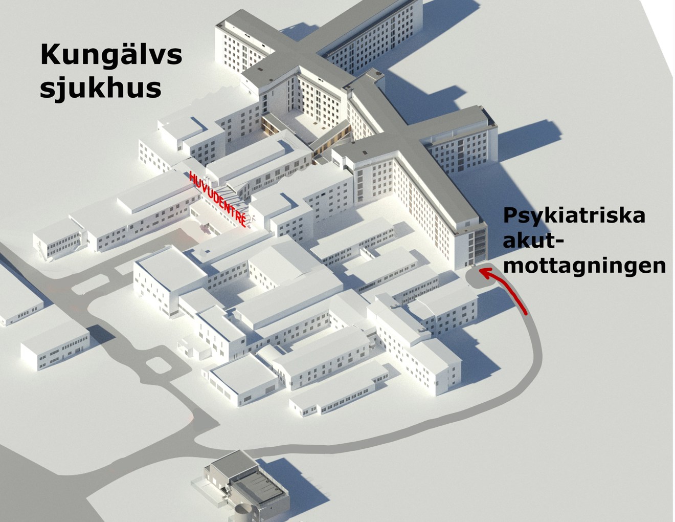 Karta som visar psykiatriska akutmottagningens nya entré