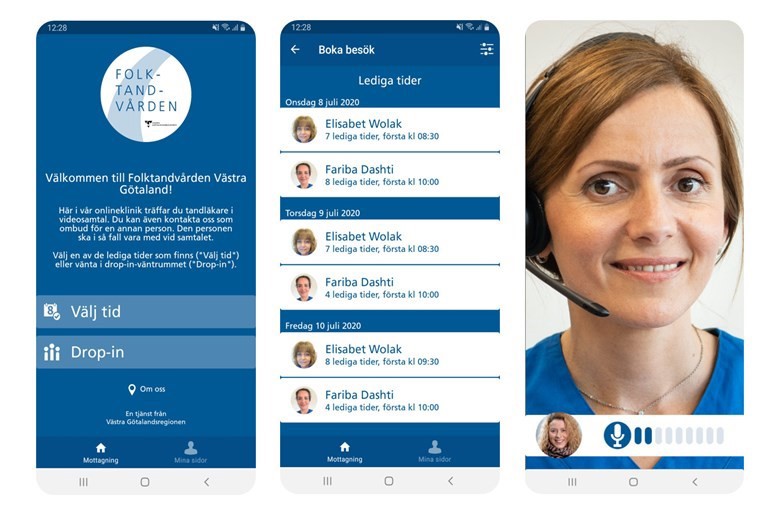 Ett exempel på hur Folktandvårdens digitala möte kan se ut