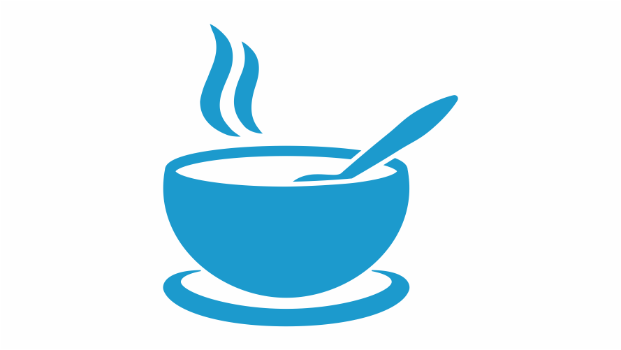 En skål med soppa och sked.