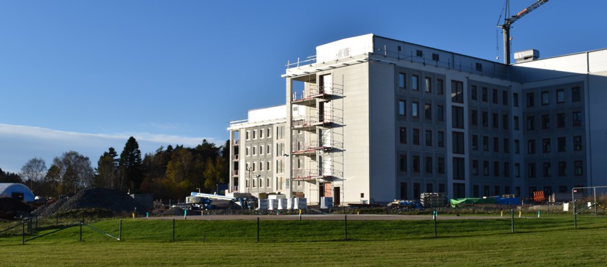 Den södra delen av Kungälvs sjukhus nya vårdbyggnad.