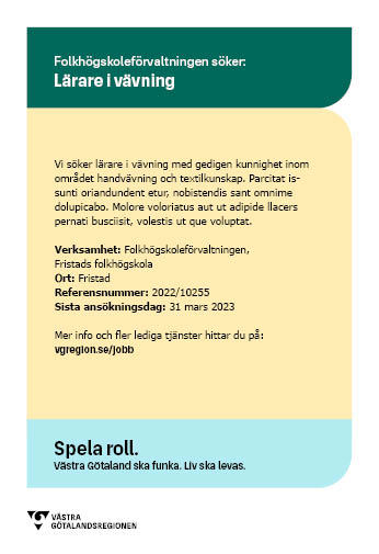 Exempel på stående annons med beskrivande text.