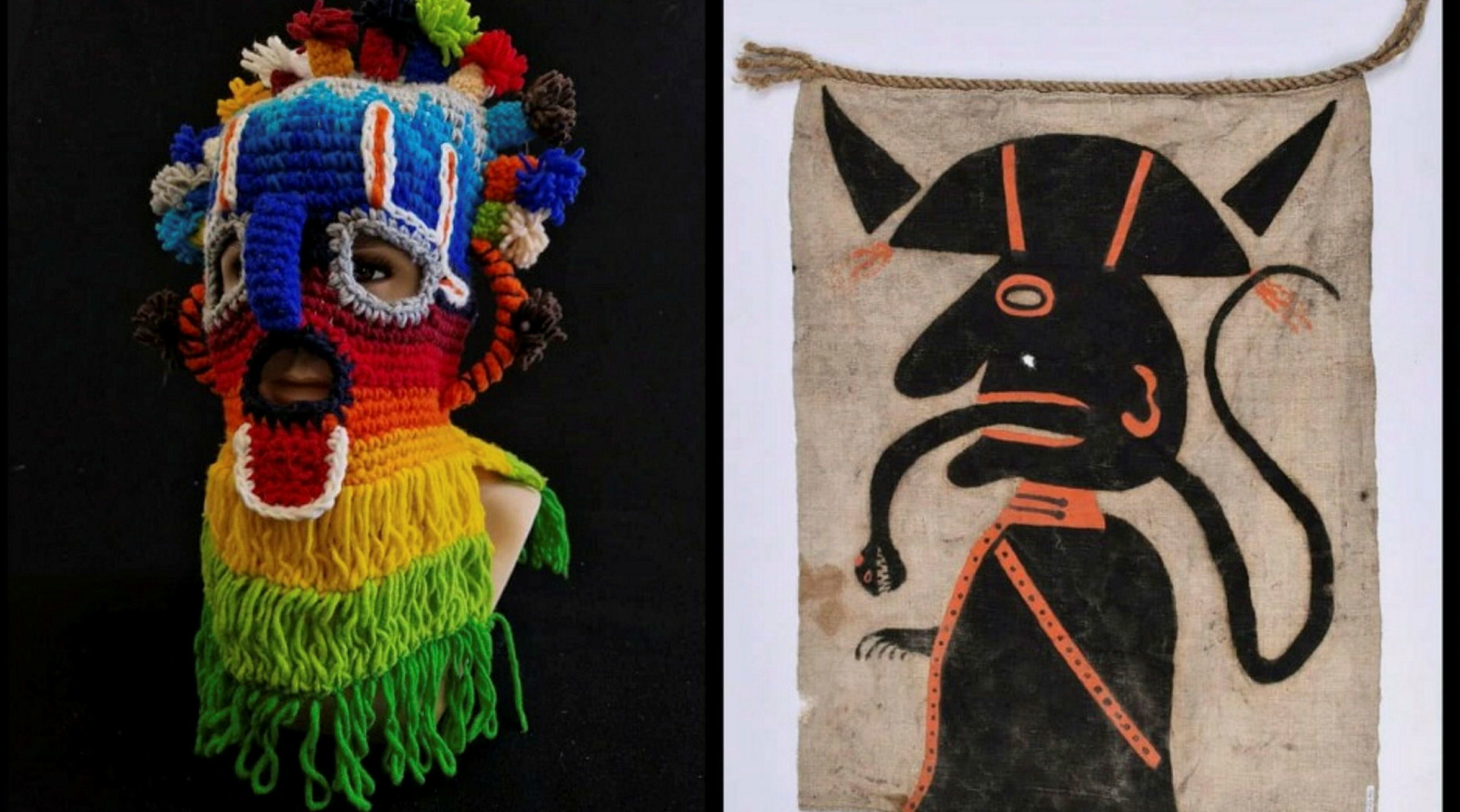 En virkad mask och en gammal målning