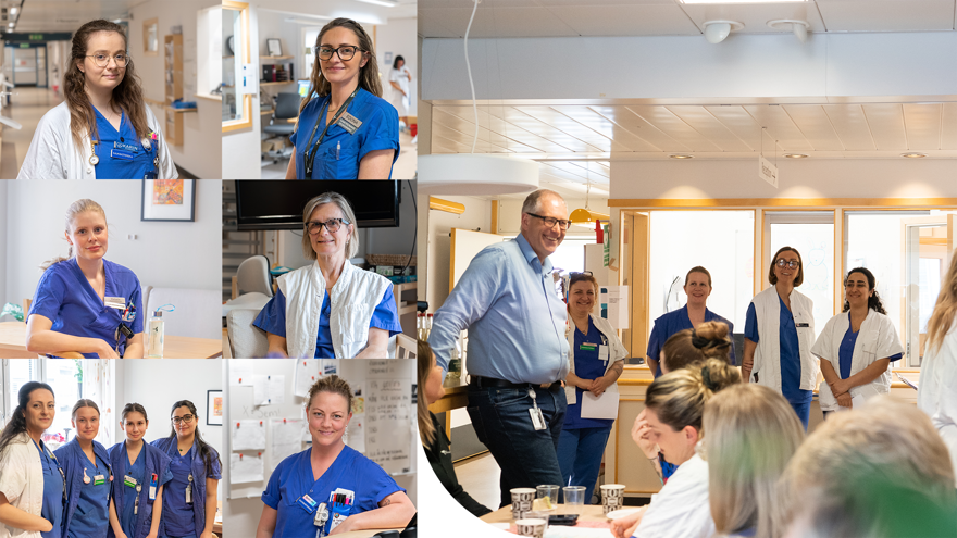 Collage med bilder på vårdpersonal