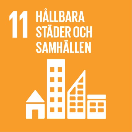 Logotyper för Agenda 2030, mål 11 Hållbara städer och samhällen