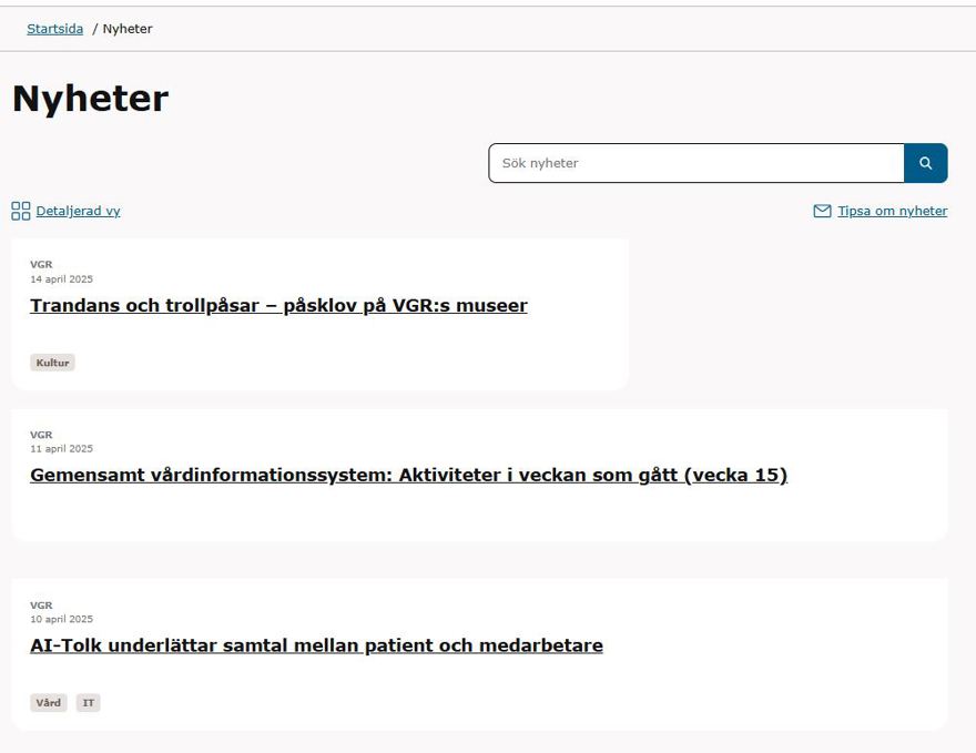 List-vy - bilden beskrivs i texten på sidan.