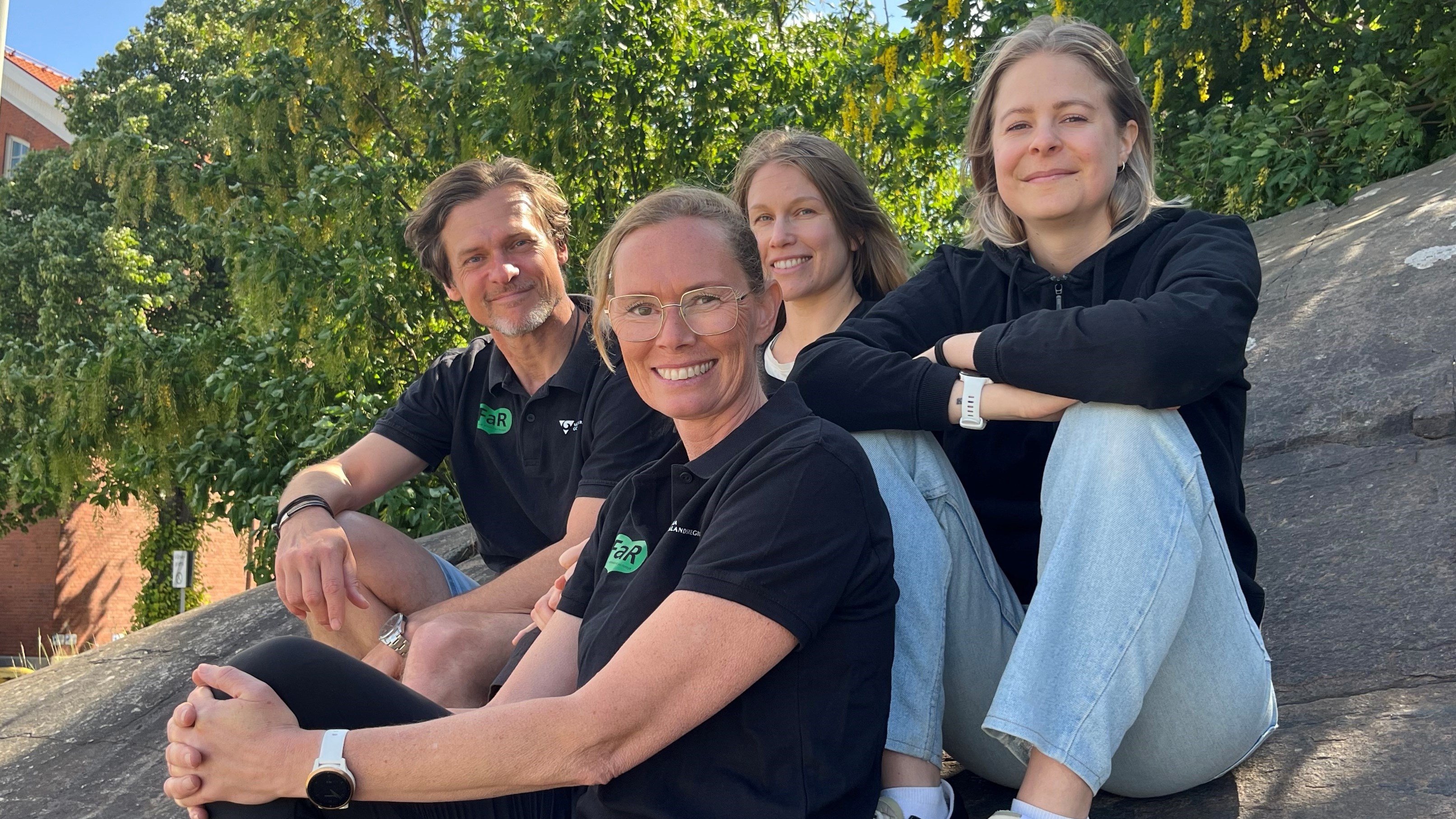 Johan, Jessica, Li och Lovisa. Fysioterapeuter på FaR-mottagning online.