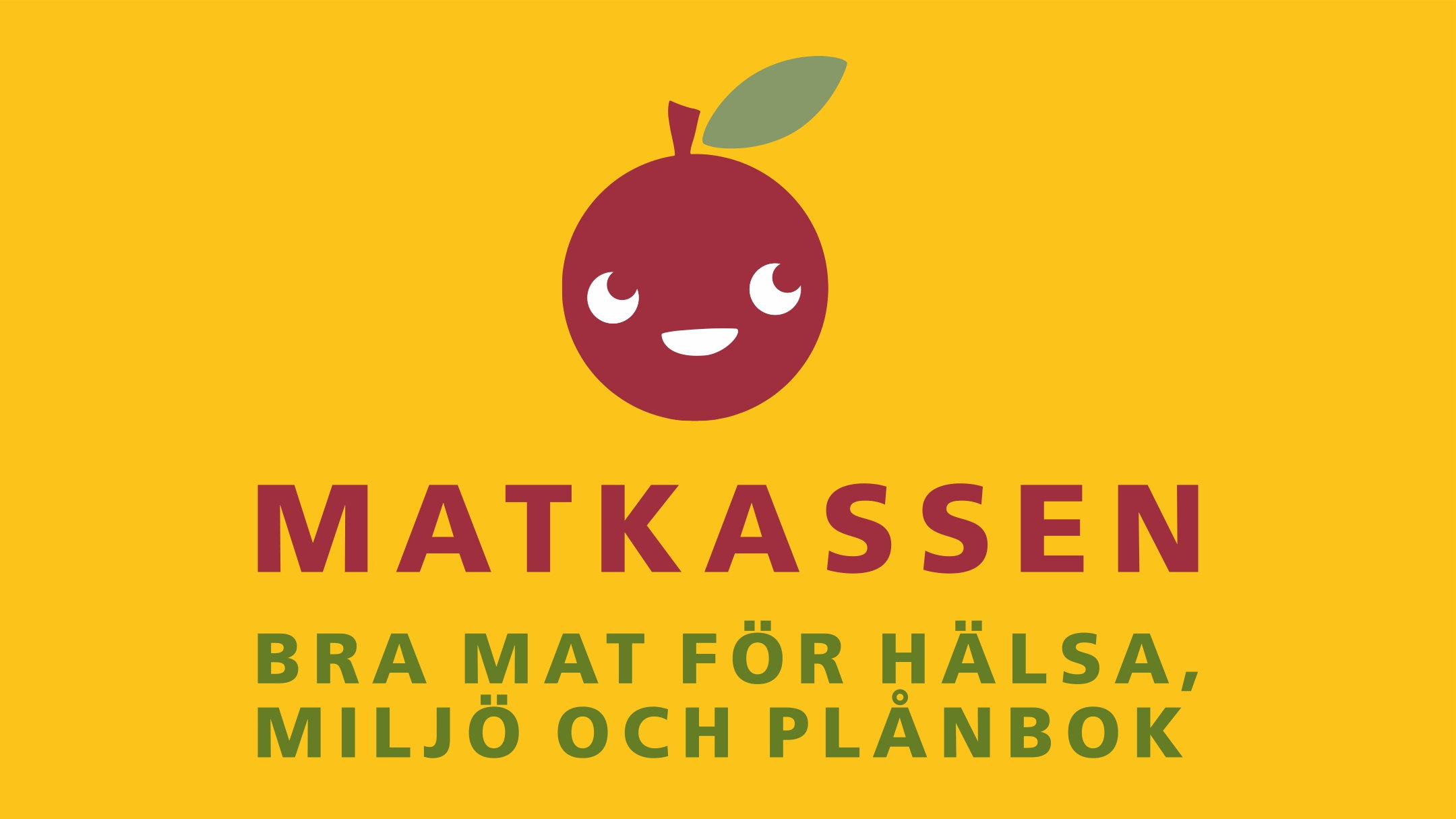 Äpple med text Matkassen, bra mat för hälsa, miljö och plånbok