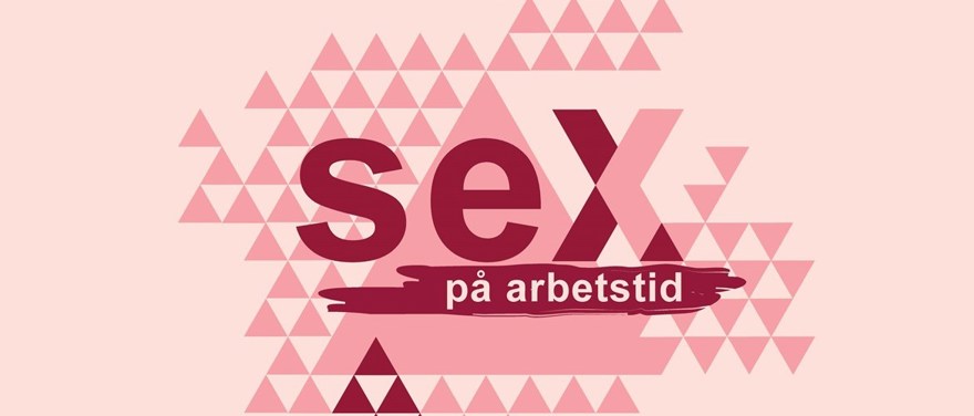 Logga i röda och rosa nyanser med texten sex på arbetstid.