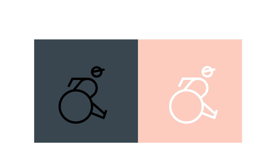 exempel på svart ikon mot mörk bakgrund och vit ikon mot ljus bakgrund