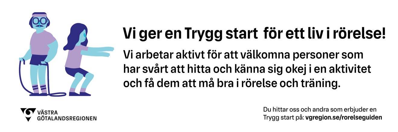 Avlång bild Trygg start med lång text. Vit bakgrund.