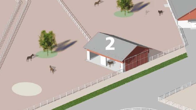 Översitsillustration över nya Axevalla hästcentrum