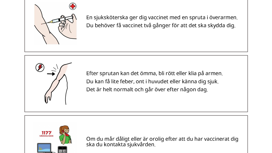En bild på ett bildstöd om vaccination