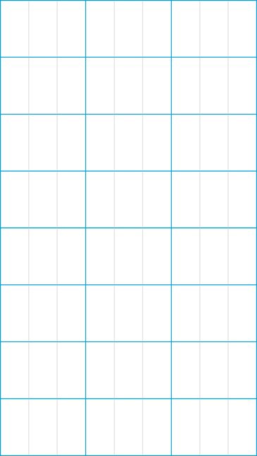 exempel på gridsystem i format 9:16, 3 kolumner och 8 rader