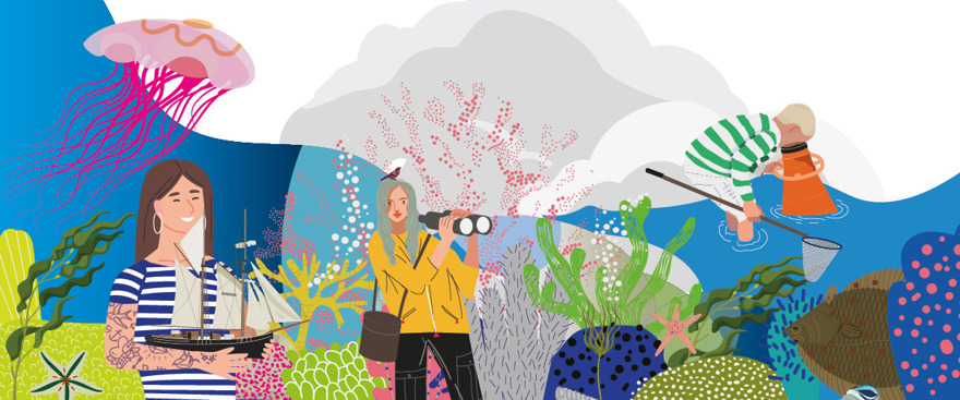 illustration hav och människor