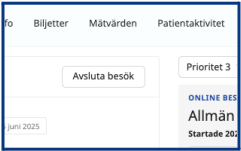 Bild på knappen avsluta besök i Clinic