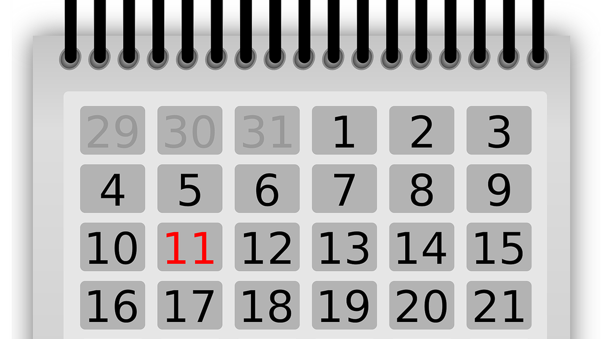 En kalender i svart och vitt