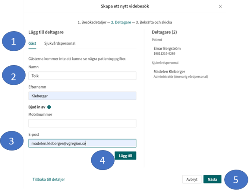 Bild som illustrerar hur man ska lägga till tolk i Vård och hälsa
