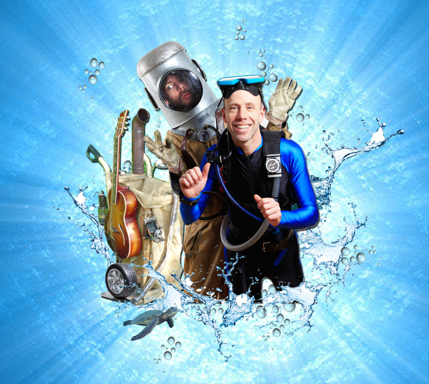 två män i dykardräkt